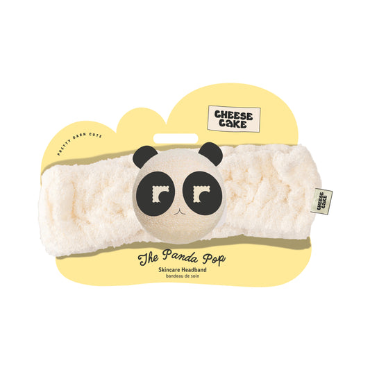 The Panda Pop Plush Skincare Headband - Cream & Black