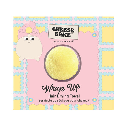 One Size Wrap Up Pom Pom Hair Drying Towel - Pink & Yellow